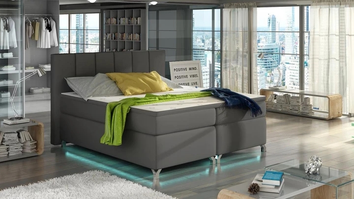 VERDI 140x200 cm kontinentální postel boxspring s led osvětlením