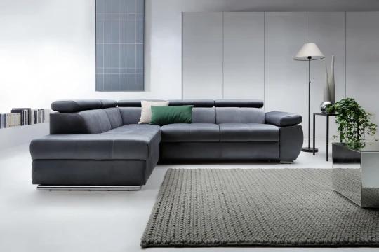 FABIOLA II rozkládací rohová sedačka s nastavitelnými opěrkami hlavy a loktů