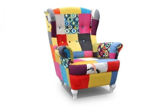 MELISA MIX patchwork křeslo "ušák" v retro stylu