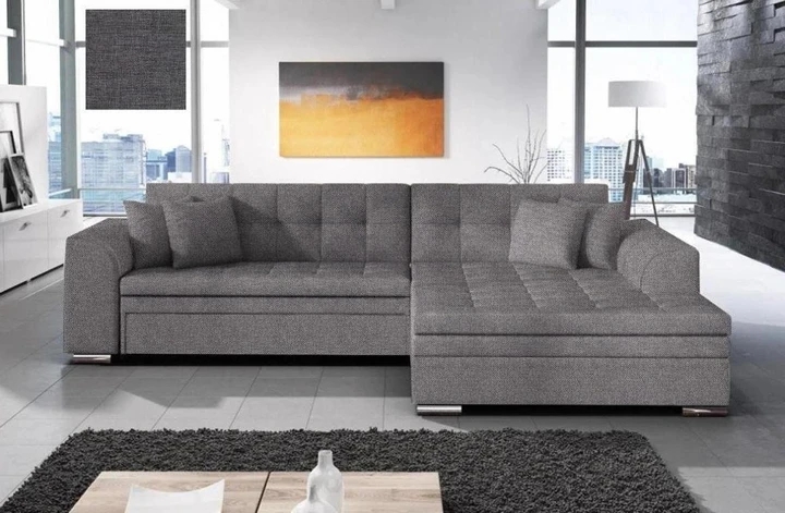 SYDNEY moderní rozkládací rohová sedačka s širokou lenoškou - bez čalounění zad