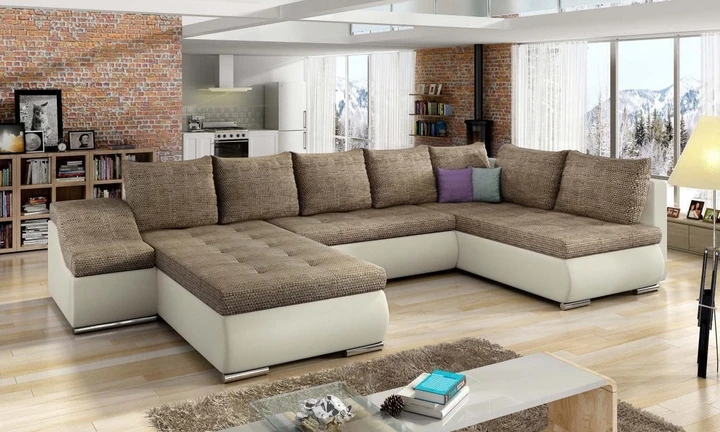 PETER rozkládací sedací souprava ve tvaru U s úložným prostorem