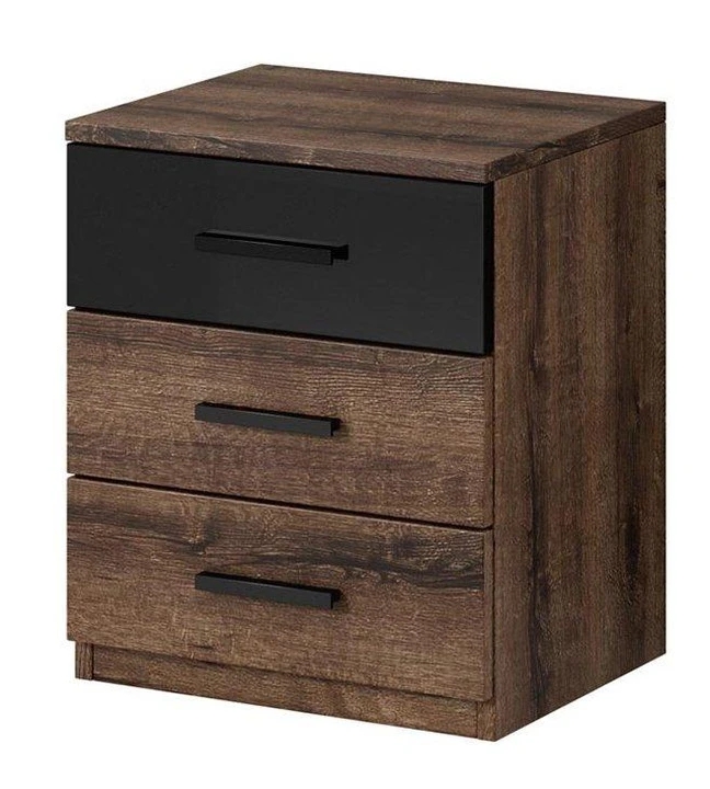 CHANELL noční stolek, dekor dub monastery/černý lesk