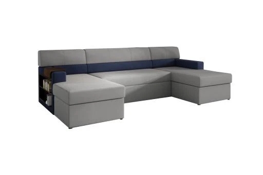 MAX rozkládací sedací souprava ve tvaru U s knihovnou a odkládací policí