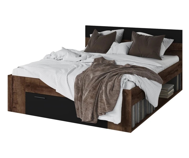 ZUZANA 2 160x200 cm manželská postel s úložným prostorem, dekor dub monastery/černý mat