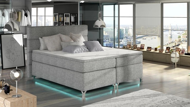 CAVALLI 140x200 cm kontinentální postel boxspring s led osvětlením