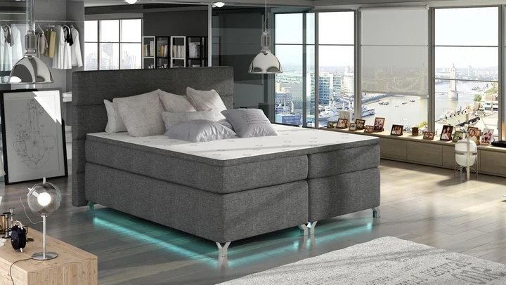 CAVALLI 140x200 cm kontinentální postel boxspring s led osvětlením