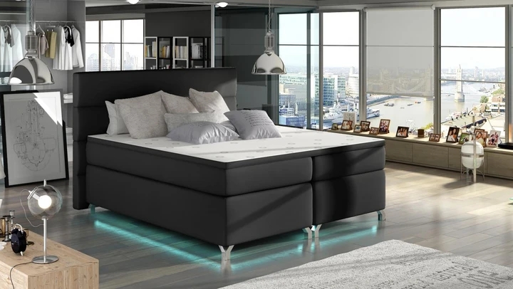 CAVALLI 140x200 cm kontinentální postel boxspring s led osvětlením