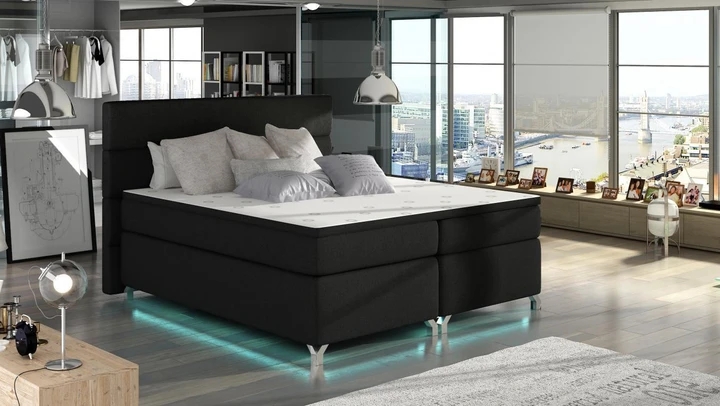 CAVALLI 140x200 cm kontinentální postel boxspring s led osvětlením