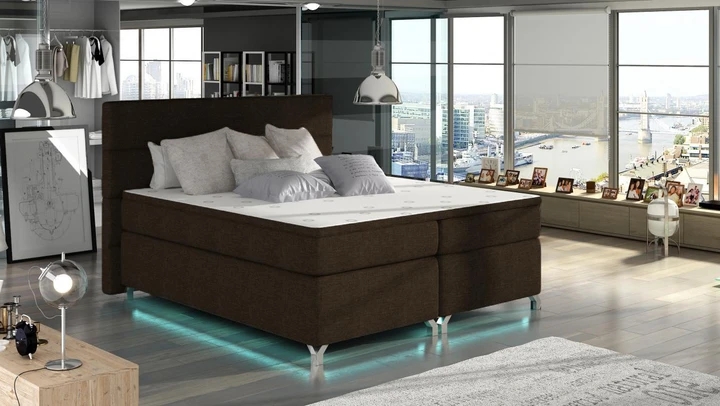 CAVALLI 140x200 cm kontinentální postel boxspring s led osvětlením