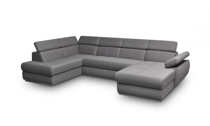 FABIOLA U moderní rozkládací sedací souprava do U s regulovatelnými opěrkami hlavy a loktů