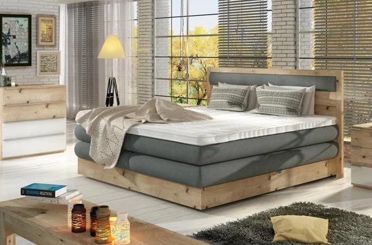 IKARUS boxspring postel 160X200 cm v dřevěném rámu s úložným prostorem