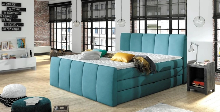 POLO 180x200 cm čalouněná boxspring postel s úložným prostorem