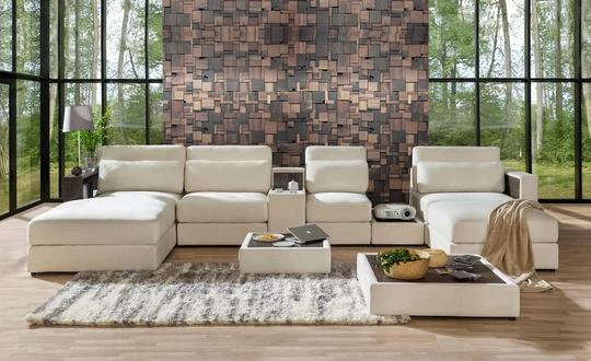 RHINO U moderní sedačka s knihovnou a stolkem, BR/T+OT+1,5+BAR+1+S/OT+1,5+BR/T+P