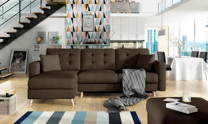 DARCY rozkládací rohová sedačka ve skandinávském designu