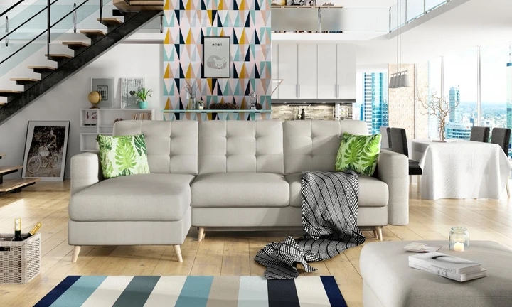 DARCY rozkládací rohová sedačka ve skandinávském designu