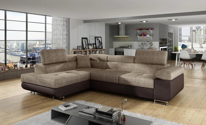 ASTER moderní rozkládací rohová sedačka s polohovacími opěrkami