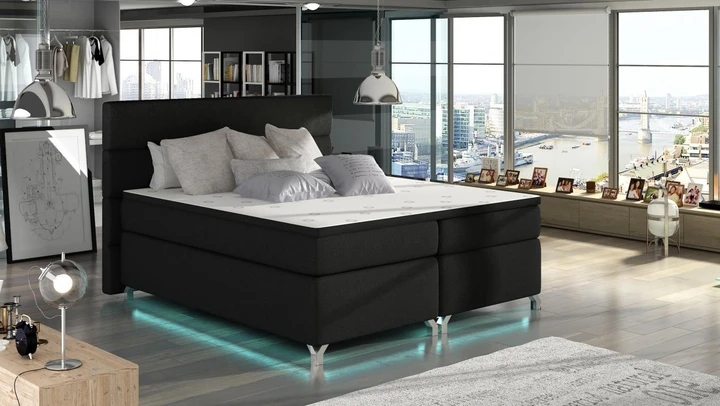 CAVALLI 180x200 cm kontinentální postel boxspring s led osvětlením