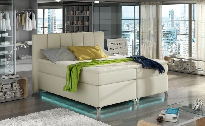 VERDI 160x200 cm kontinentální postel boxspring s led osvětlením