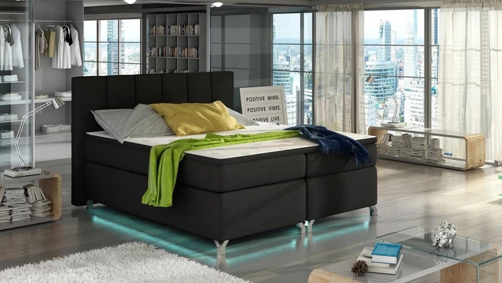 VERDI 160x200 cm kontinentální postel boxspring s led osvětlením