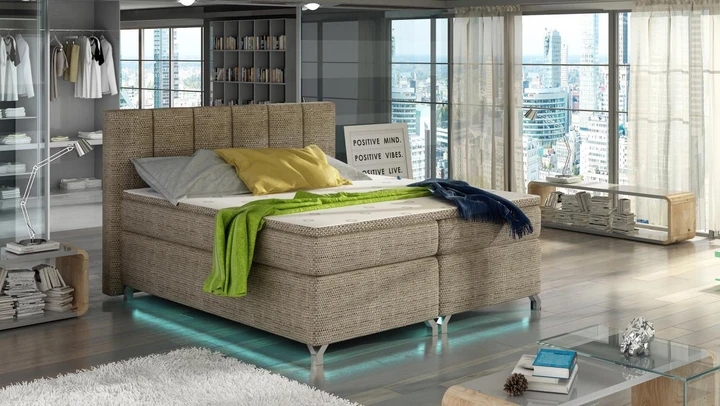 VERDI 180x200 cm kontinentální postel boxspring s led osvětlením