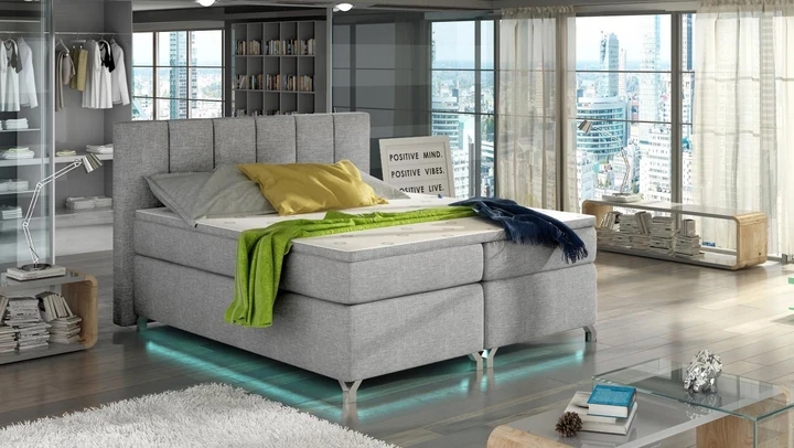 VERDI 180x200 cm kontinentální postel boxspring s led osvětlením