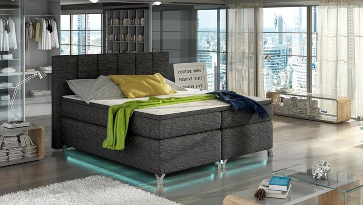 VERDI 180x200 cm kontinentální postel boxspring s led osvětlením