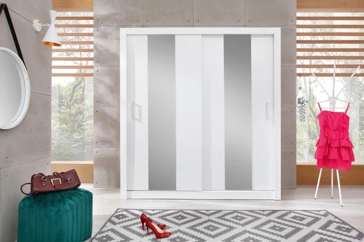 DUNCAN 2 šatní skříň se zrcadlem a posuvnými dveřmi | 2 dekory