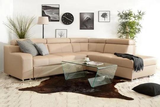 OCTAVIE 2 rozkládací rohová sedací souprava s polohovacími opěrkami v pravé kůži