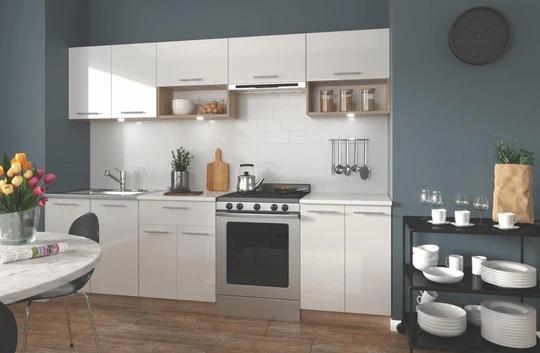 VIOLA kuchyňská linka v dekoru bílý lesk/dub sonoma