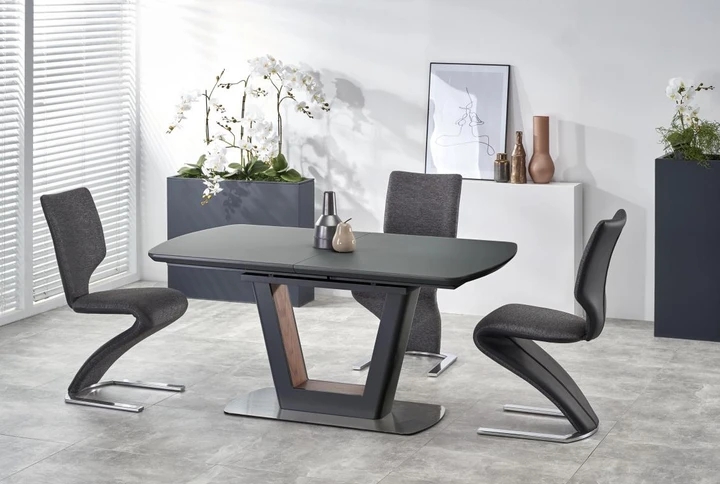 BILOTTI 2 moderní rozkládací jídelní stůl 160-200 cm, antracitový