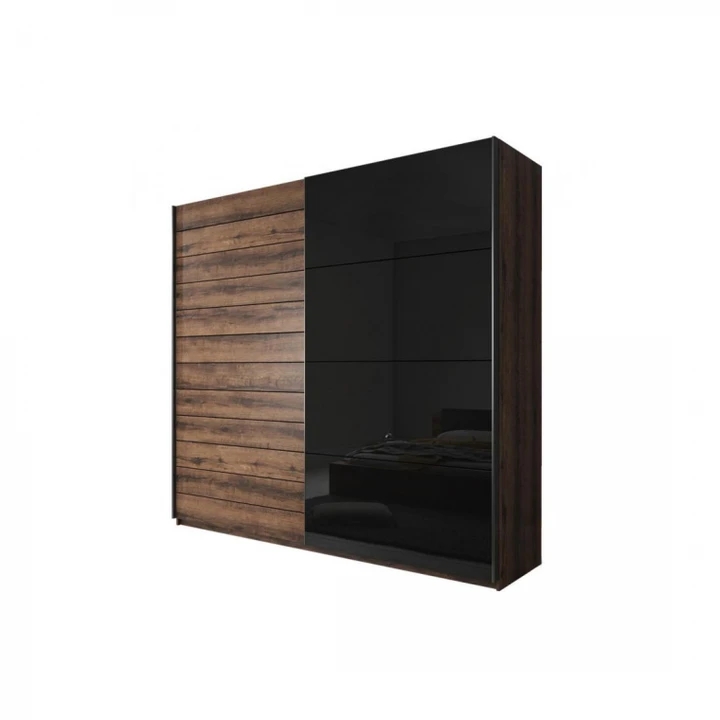 CHANELL SKŘÍŇ 2D - 220 cm, dekor dub monastery/černý lesk