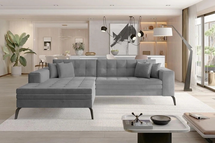 NANTES moderní rozkládací rohová sedačka s širokou lenoškou