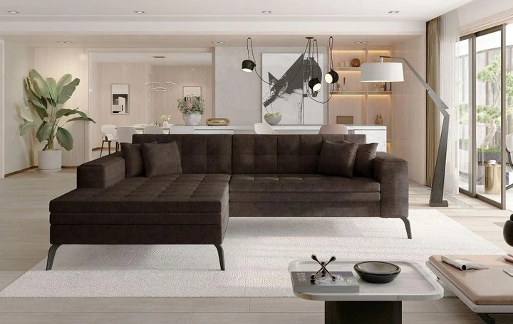 NANTES moderní rozkládací rohová sedačka s širokou lenoškou