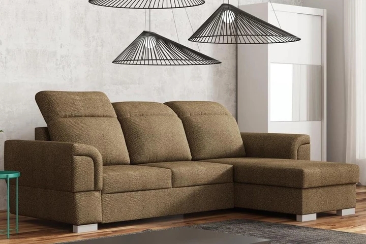 WOODES moderní rozkládací rohová sedačka s vysokým opěradlem