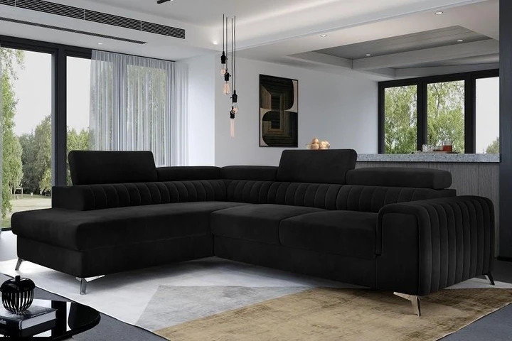 MARIO moderní rozkládací rohová sedačka s polohovacími záhlavníky