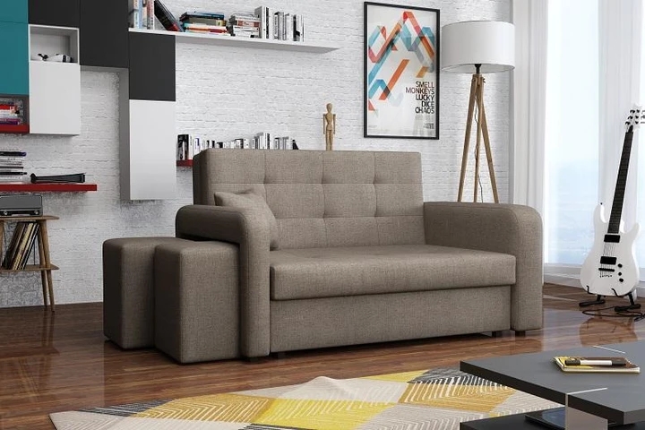 FALCONE II rozkládací pohovka s úložným prostorem a taburety