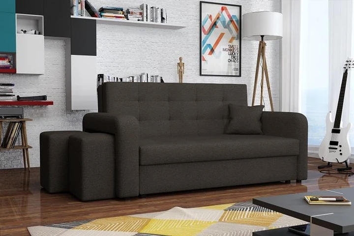 FALCONE III rozkládací pohovka s úložným prostorem a taburety