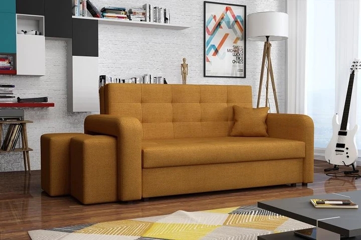 FALCONE III rozkládací pohovka s úložným prostorem a taburety