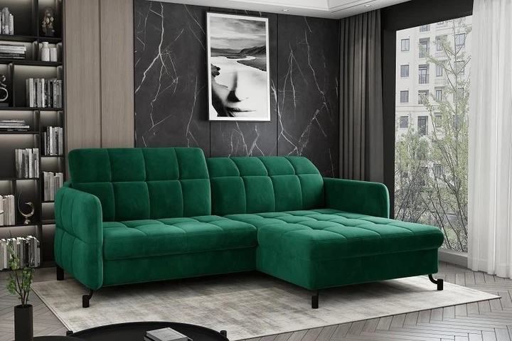 CLEMENTINE moderní rozkládací rohová sedačka s polohovacími záhlavníky