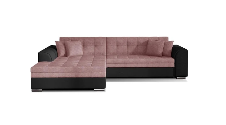 SYDNEY moderní rozkládací rohová sedačka s širokou lenoškou, černá