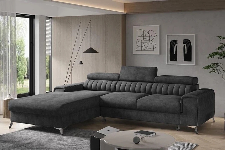 BELMONDO moderní rozkládací rohová sedačka s polohovacími záhlavníky