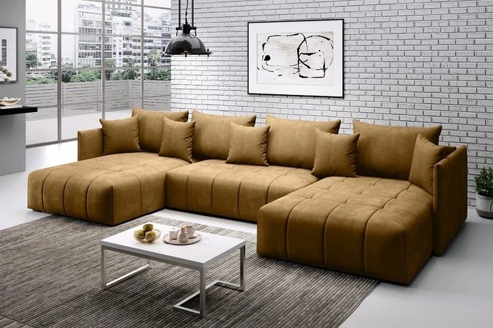 DAVOS rozkládací sedací souprava ve tvaru U s úložným prostorem