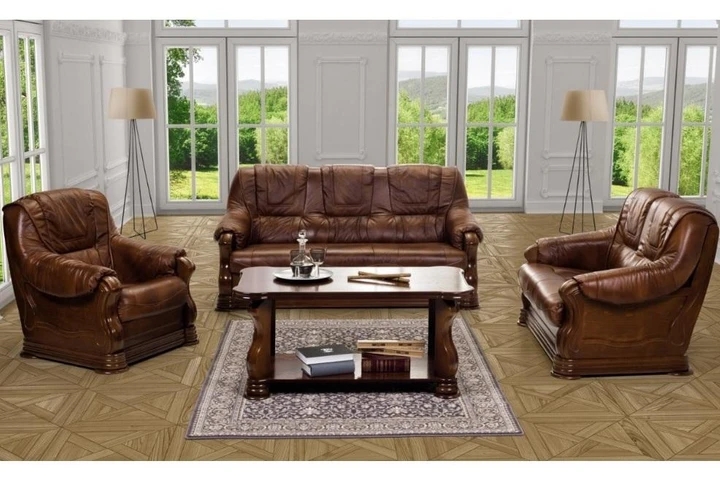 PATRICIE rustikální sedací souprava 3+2+1 v pravé kůži - bez rozkladu