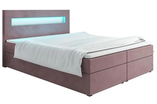 MALONE 160x200 cm kontinentální postel boxspring s led osvětlením