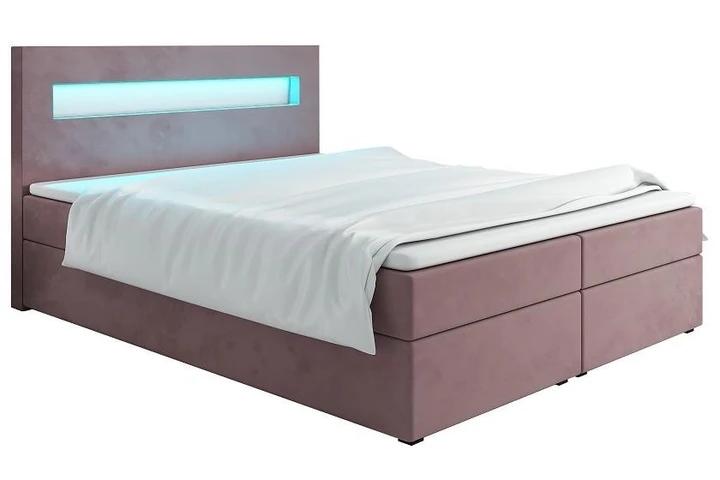 MALONE 160x200 cm kontinentální postel boxspring s led osvětlením