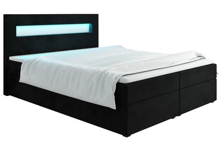 MALONE 160x200 cm kontinentální postel boxspring s led osvětlením