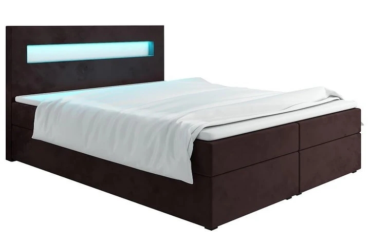 MALONE 160x200 cm kontinentální postel boxspring s led osvětlením