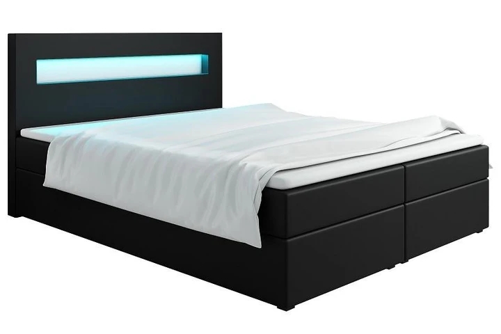 MALONE 160x200 cm kontinentální postel boxspring s led osvětlením