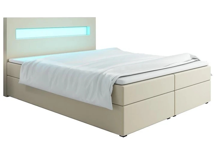 MALONE 180x200 cm kontinentální postel boxspring s led osvětlením