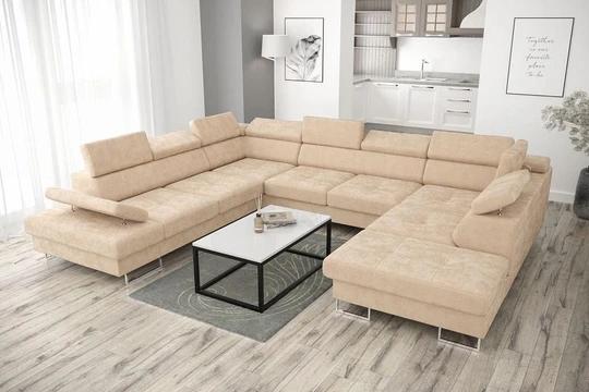 SANDET MAX I velká rozkládací sedací souprava do U s polohovacími záhlavníky